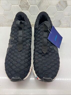 Asics Black Quilted Knit Slip-On Sneakers with Speckled Midsole
